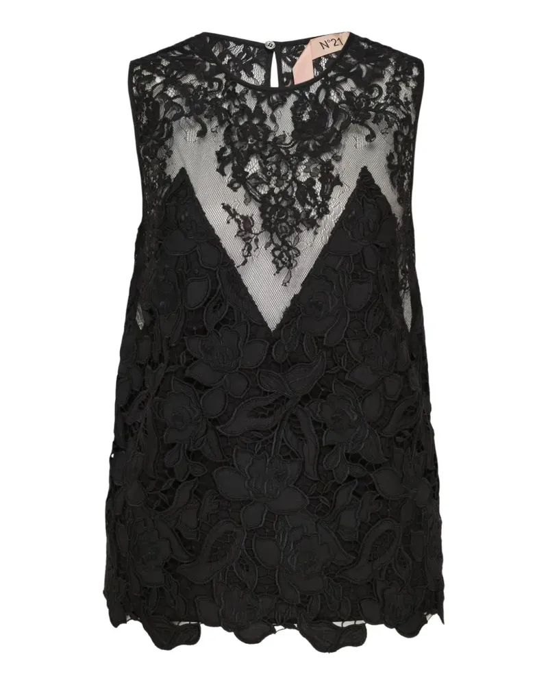 N° 21 floral-lace sleeveless top - Schwarz Schwarz