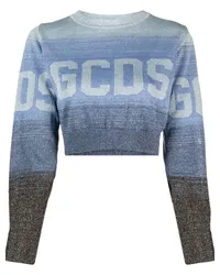 GCDS Cropped-Pullover mit Intarsien-Logo Blau