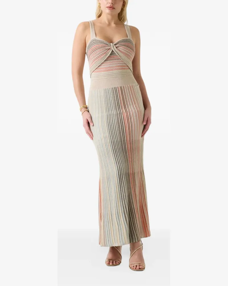 Guess Gestreiftes Marciano Midikleid - Nude Nude