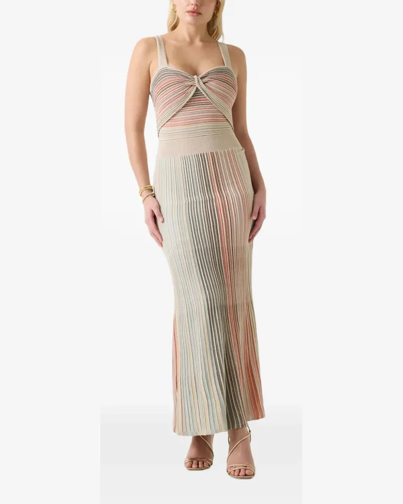 Guess Gestreiftes Marciano Midikleid - Nude Nude