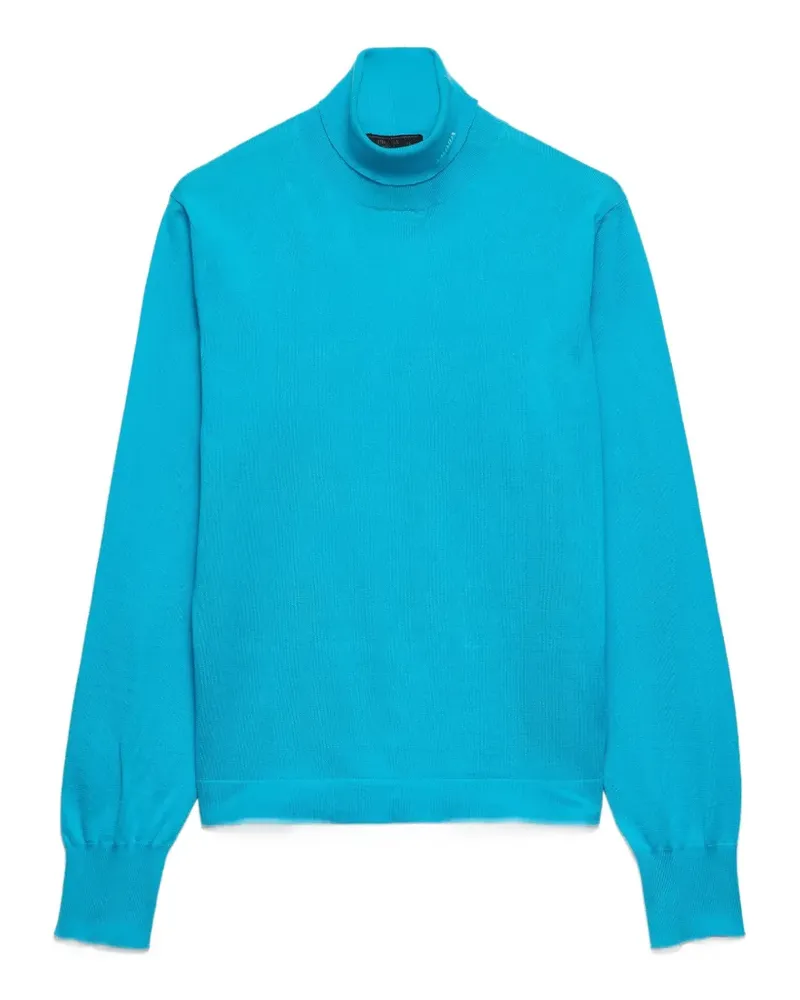 Prada logo-embroidered turtleneck sweater - Blau Blau