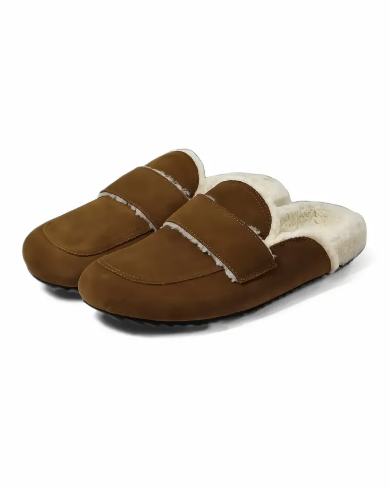 James Perse Mules mit Faux Shearling-Futter - Braun Braun