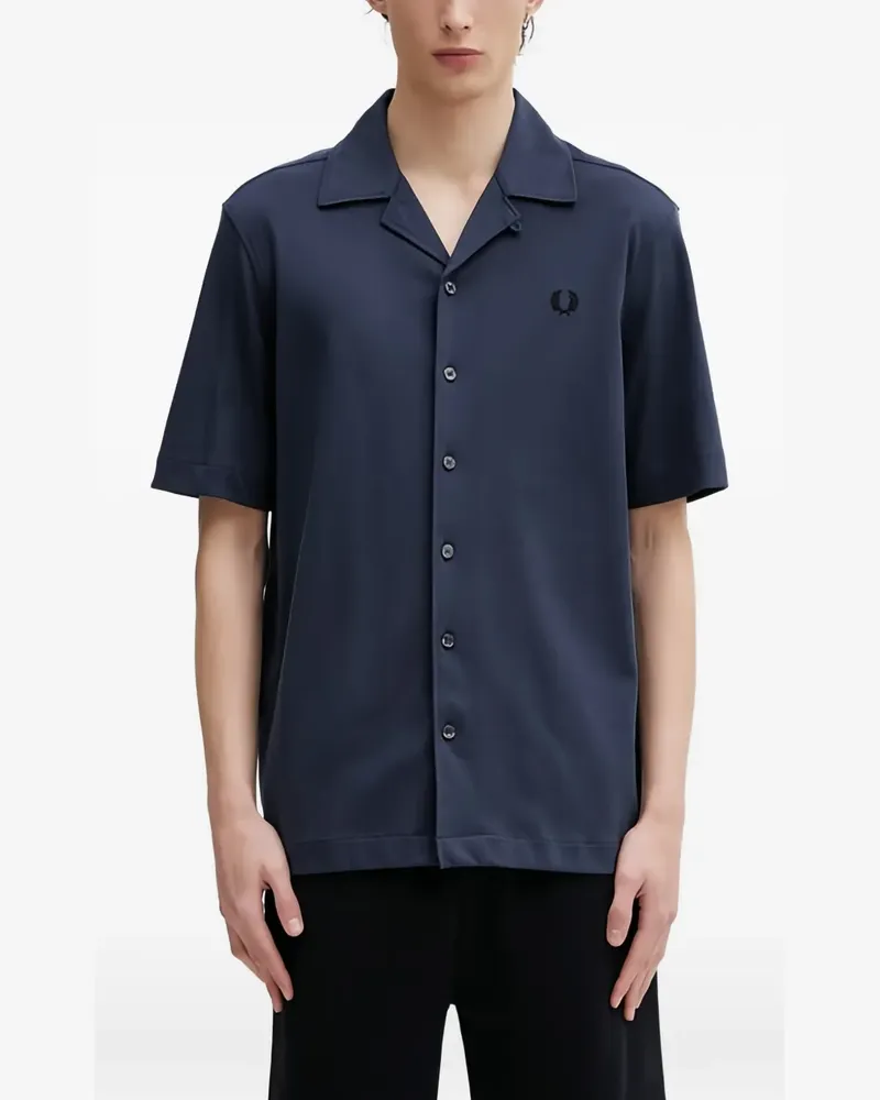 Fred Perry buttoned embroidered shirt - Blau Blau