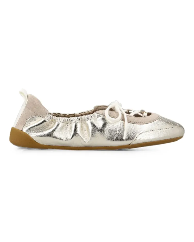 Chloé metallic lace-up ballet flats - Gold Gold