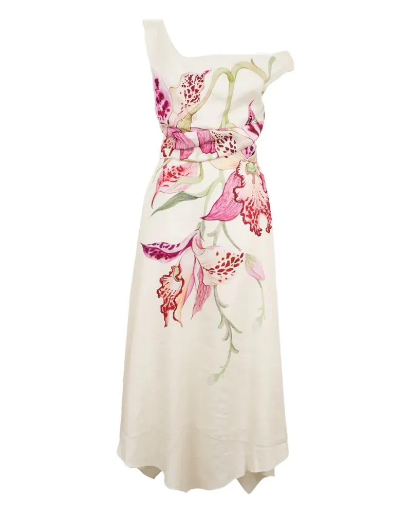 Clea Waverly one-shoulder floral dress - Nude Nude