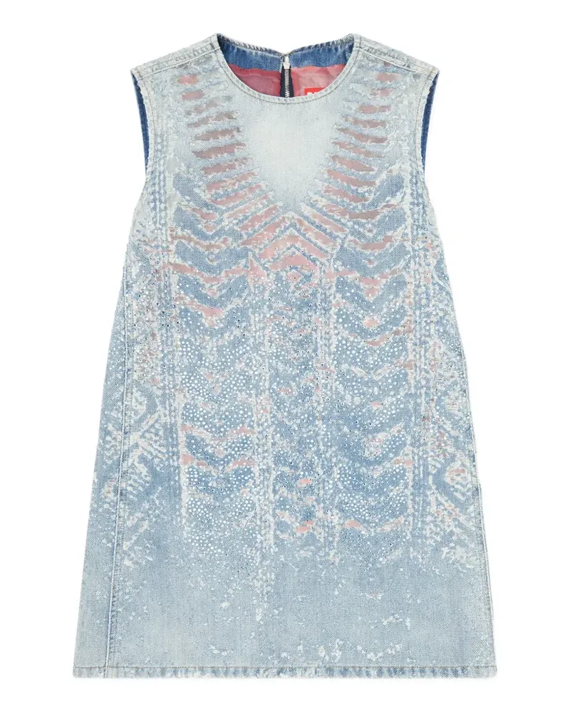 Diesel mini dress in microstone devoré denim - Blau Blau