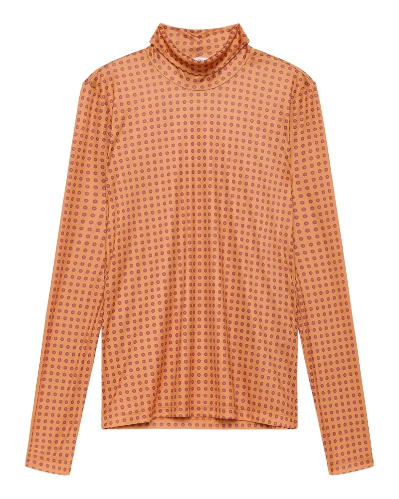 Maliparmi Rollkragenoberteil mit Polka Dots - Orange Orange