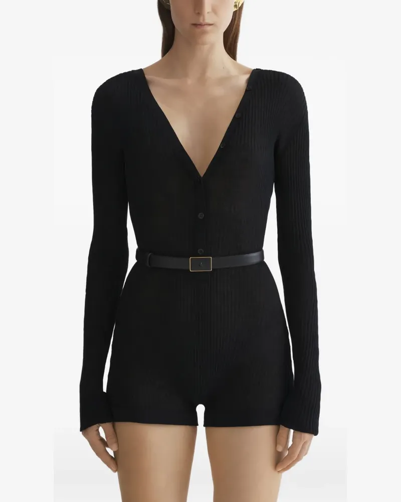 Thierry Mugler Geknöpftes Oberteil mit V-Ausschnitt - Schwarz Schwarz