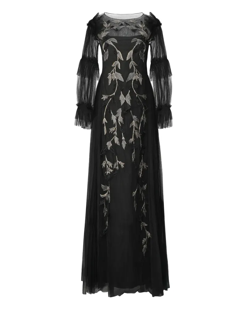 Alberta Ferretti ruffled-embroidered dress - Schwarz Schwarz
