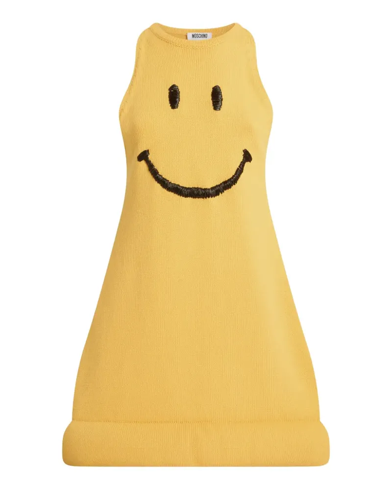 Moschino Smiley-embroidered padded-hem mini dress - Gelb Gelb