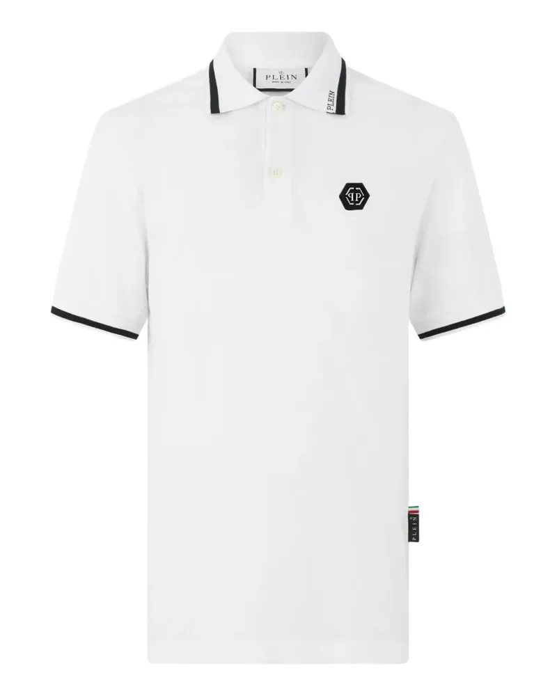 Philipp Plein Poloshirt mit Logo-Schild - Weiß Weiß