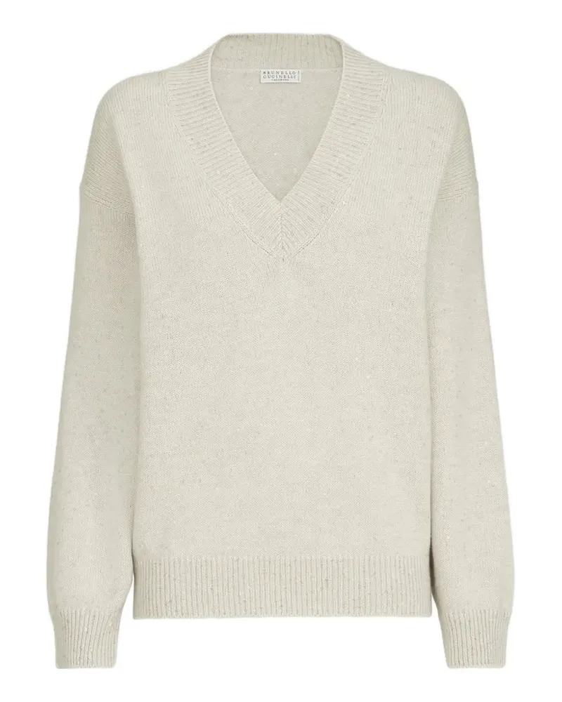 Brunello Cucinelli Diamond Yarn Pullover aus Kaschmir und Seide - Nude Nude