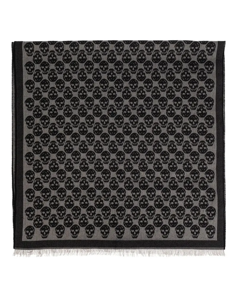 Alexander McQueen Fransenschal mit Totenkopf-Muster - Schwarz Schwarz