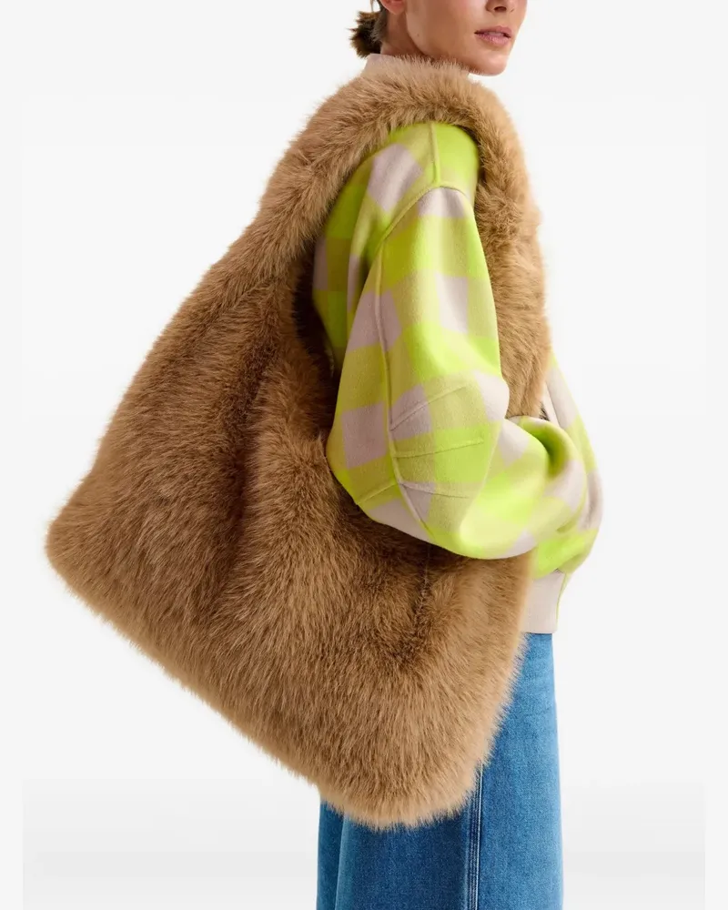 Essentiel Mittelgroße Schultertasche aus Faux Fur - Braun Braun
