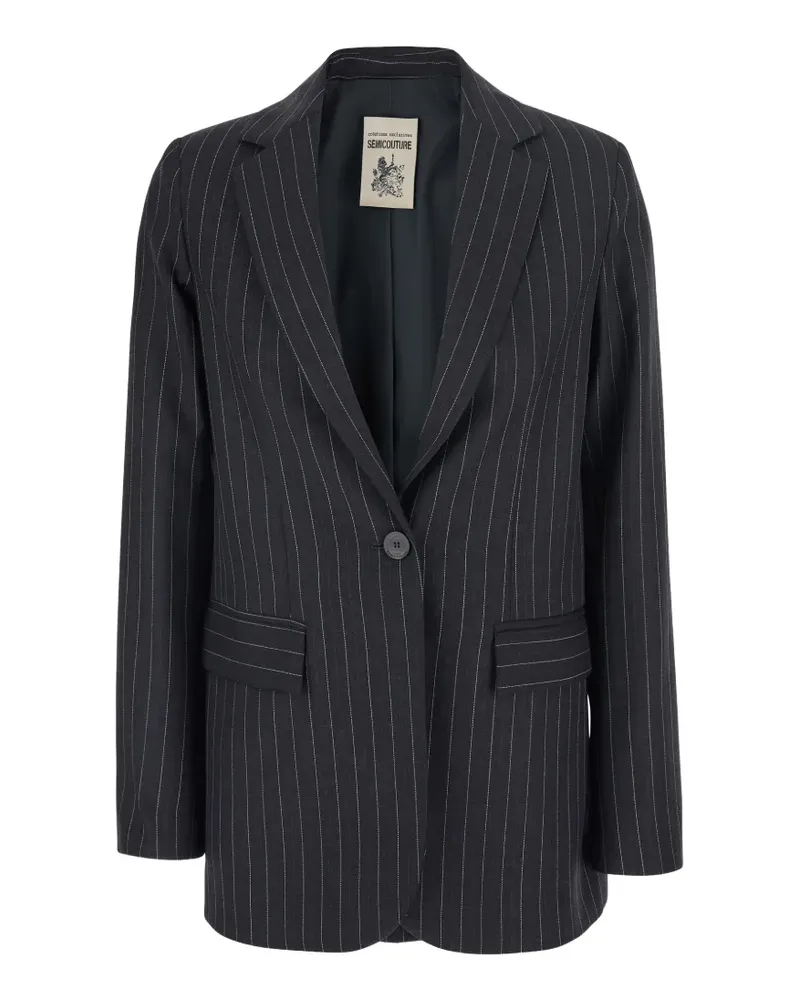Semicouture pinstripe-pattern single-breasted jacket - Grau Grau