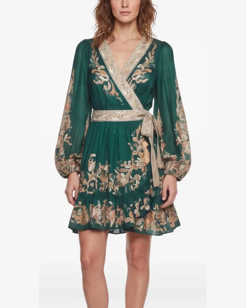 Zimmermann Devi Wickel-Minikleid mit Paisleymuster - Grün Grün