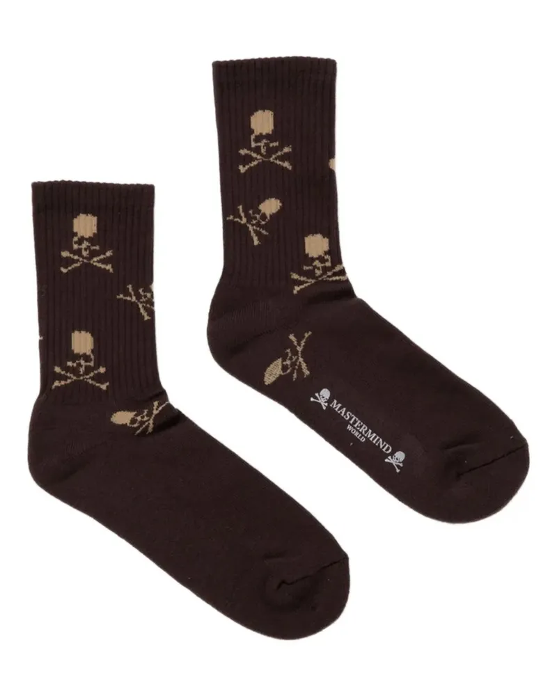 Mastermind World Socken mit Jacquard-Totenkopf - Braun Braun