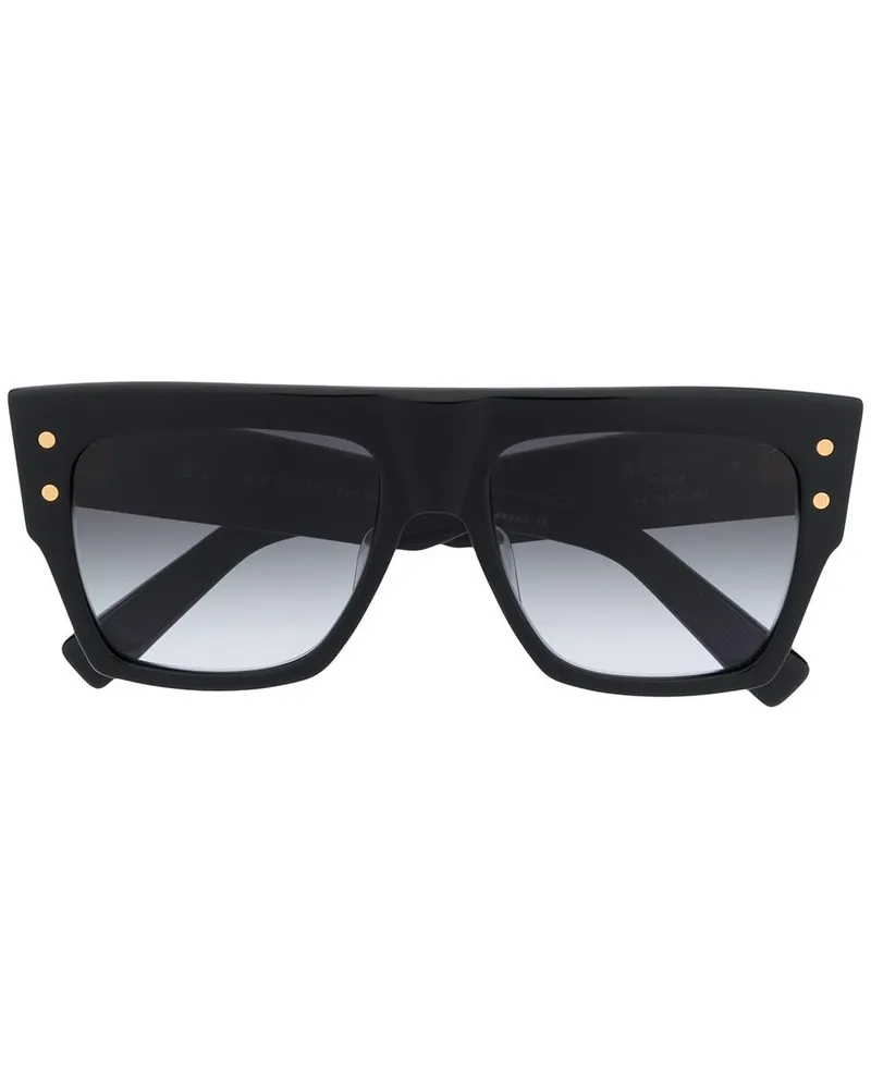 Balmain Eckige 'B-II' Sonnenbrille - Schwarz Schwarz