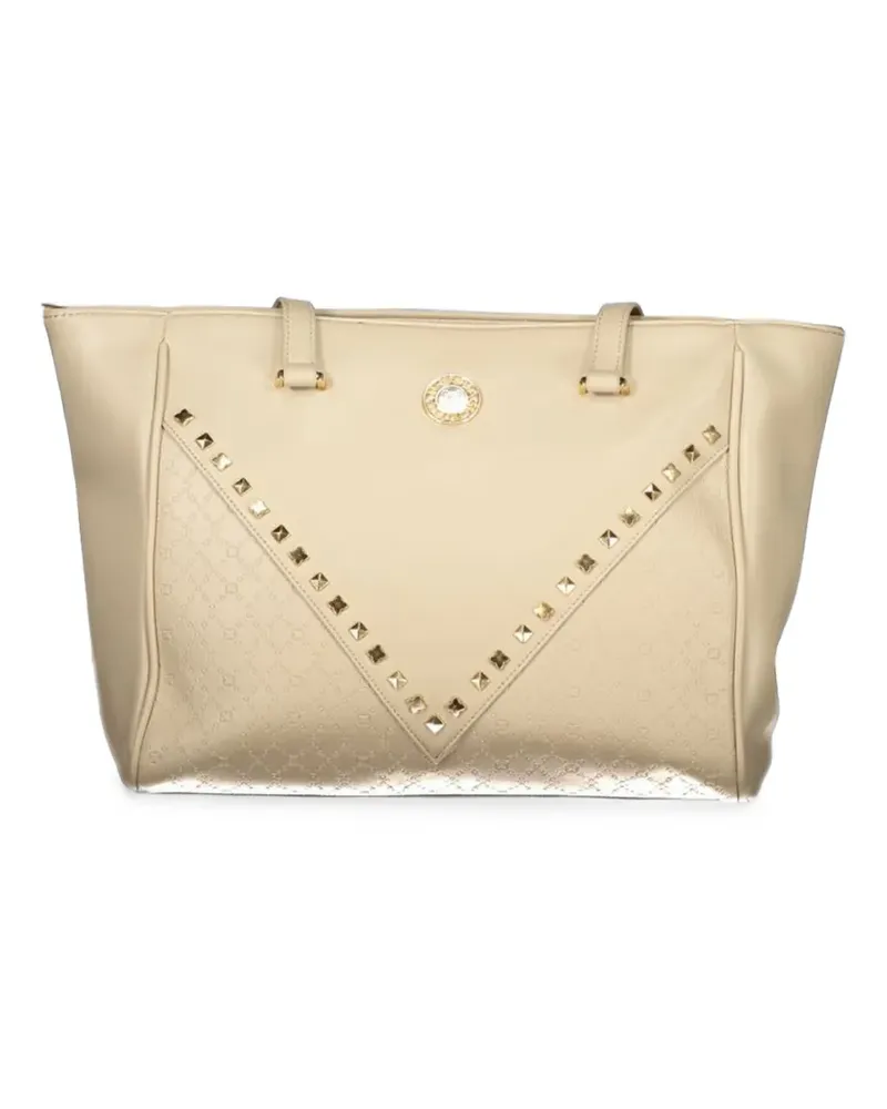 Laura Biagiotti stud-embellished monogram-pattern tote bag - Nude Nude