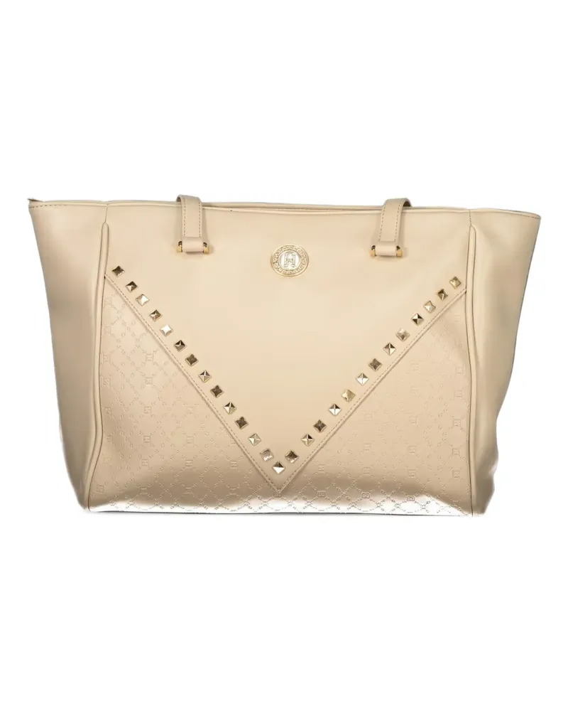 Laura Biagiotti Tote Bag mit Nieten und Monogrammmuster - Nude Nude