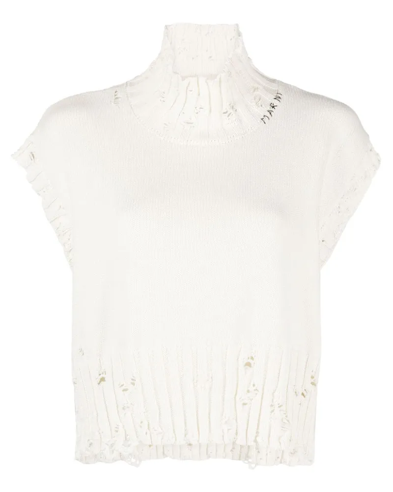Marni Cropped-Pullover im Distressed-Look - Weiß Weiß