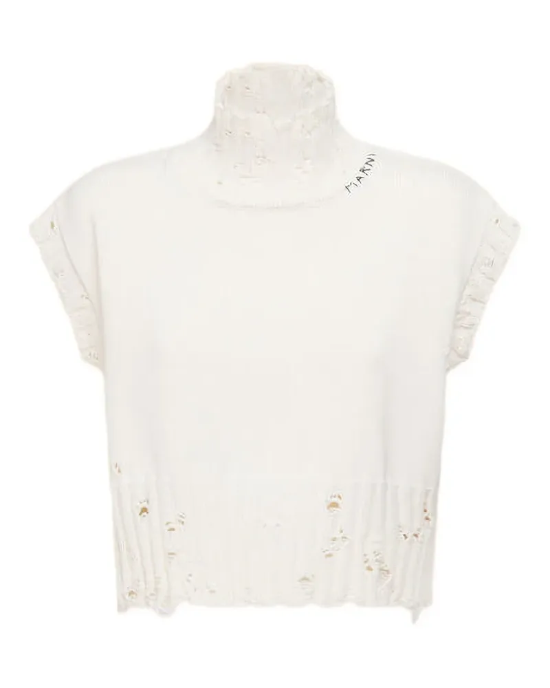 Marni Cropped-Pullover im Distressed-Look - Weiß Weiß