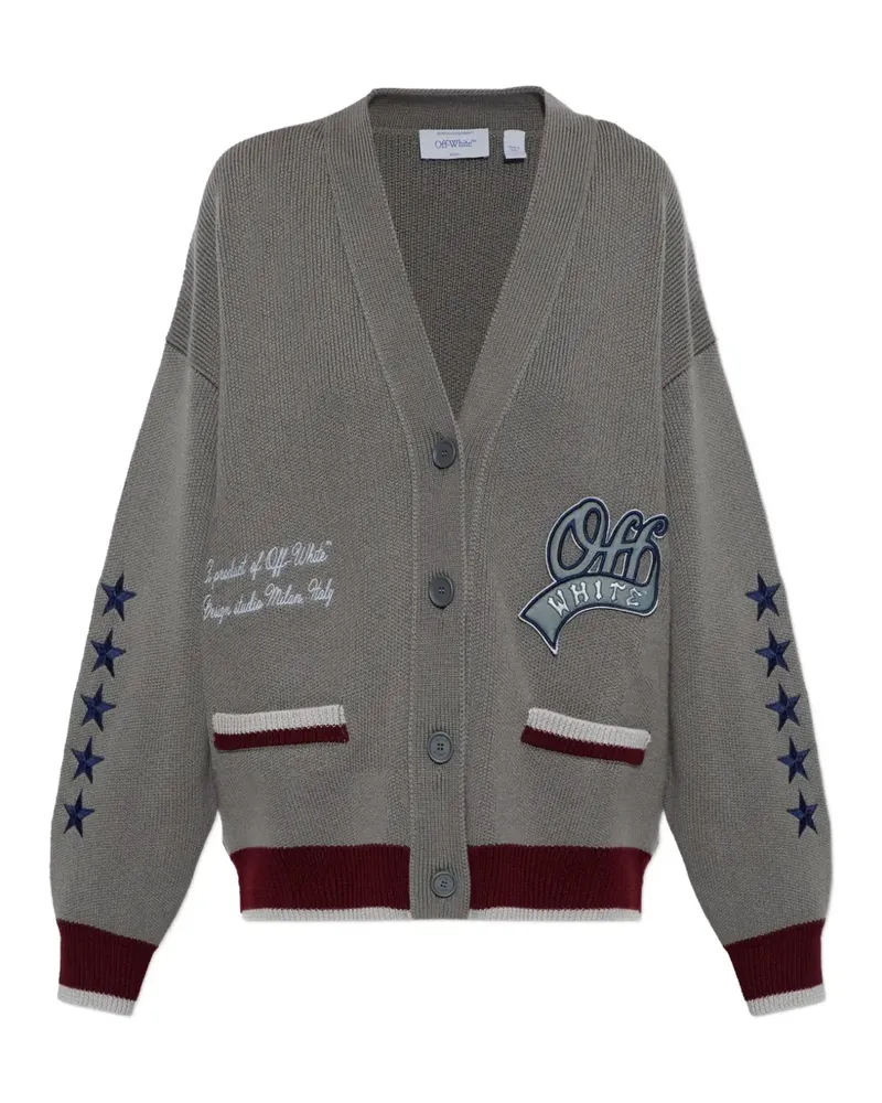 OFF-WHITE logo-patch wool cardigan - Grau Grau