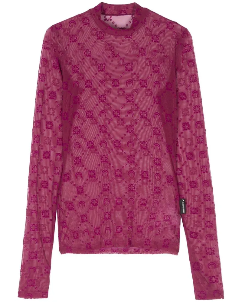 Marine Serre Mesh-Oberteil mit Monogramm - Rosa Rosa