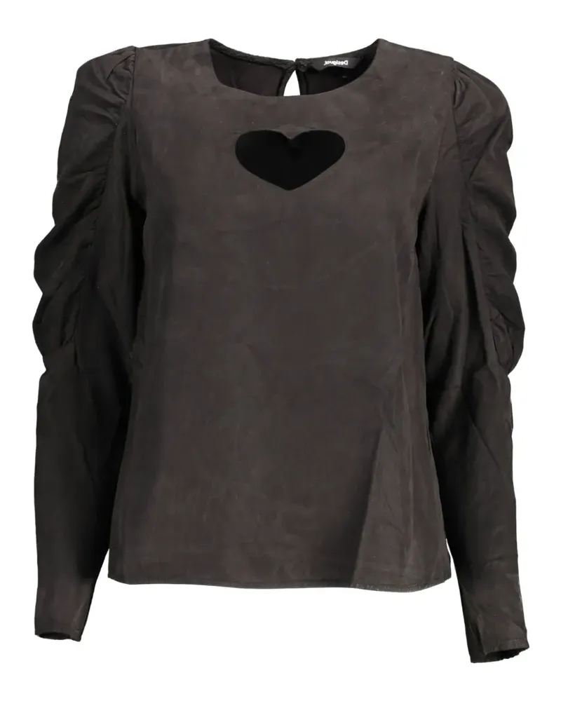 Desigual heart-cutout puff-sleeve blouse - Schwarz Schwarz