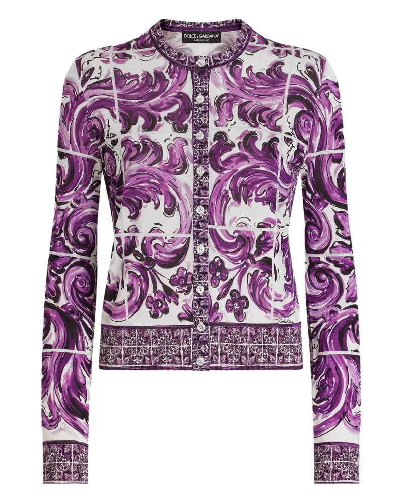 Dolce & Gabbana Cardigan mit Majolica-Print - Weiß Weiß