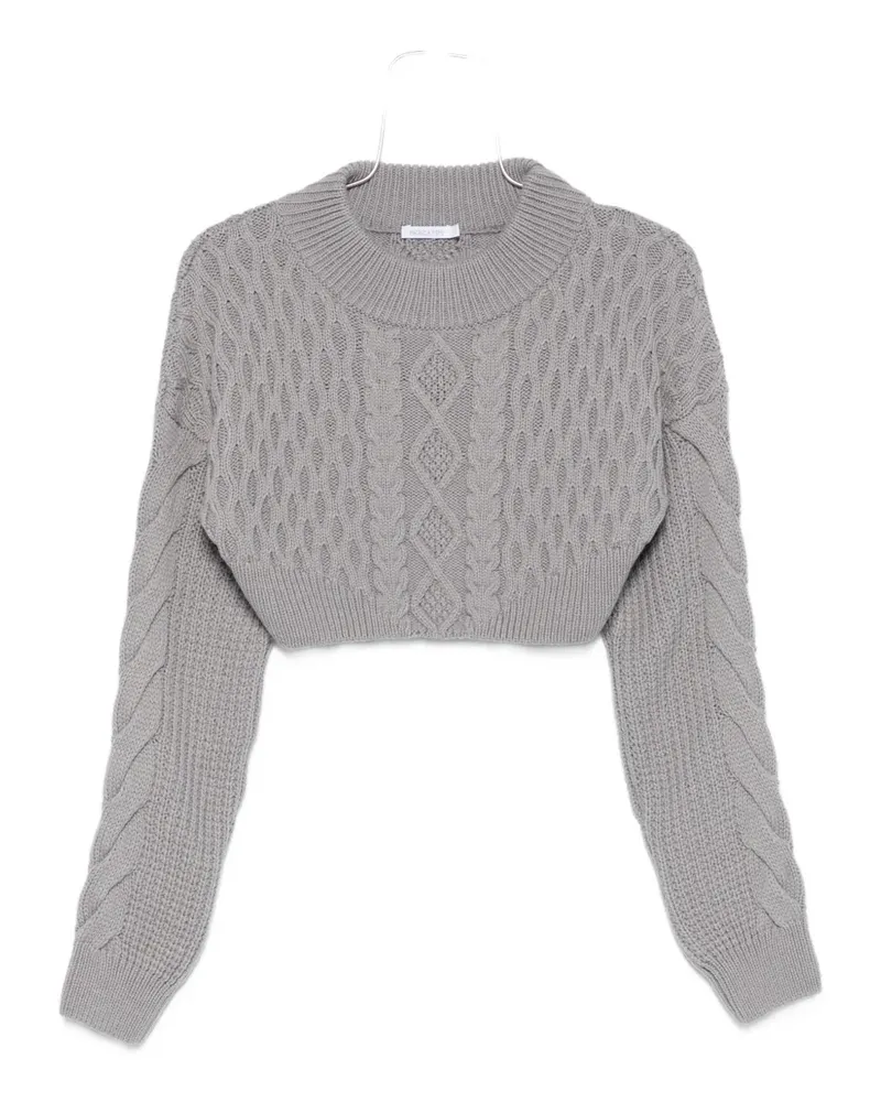 Patrizia Pepe Cropped-Pullover mit Zopfmuster - Grau Grau