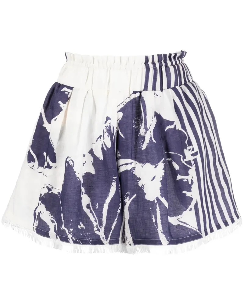 Silvia Tcherassi Shorts mit Blumen-Print - Blau Blau