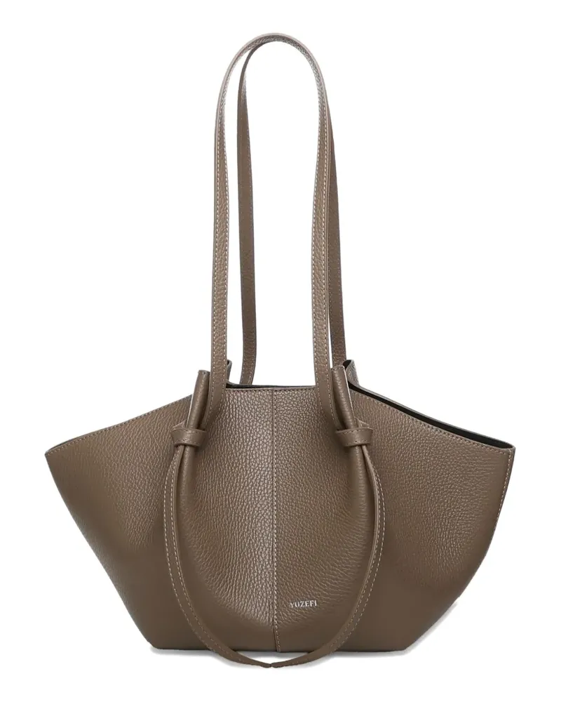 YUZEFI Große Mochi Schultertasche mit gekörntem Knoten - Braun Braun