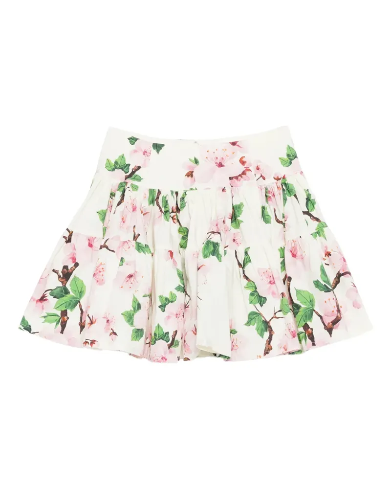 Oscar de la Renta Stufenrock mit Blumenmuster - Weiß Weiß