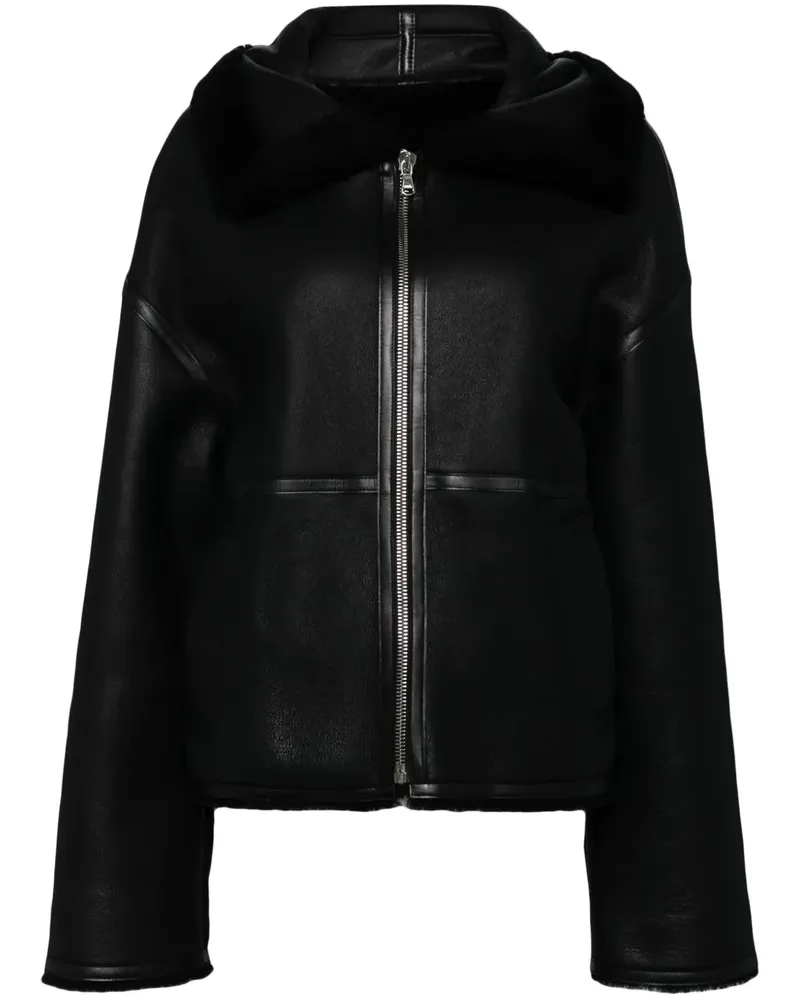 GOEN.J Klassische Lederjacke - Schwarz Schwarz
