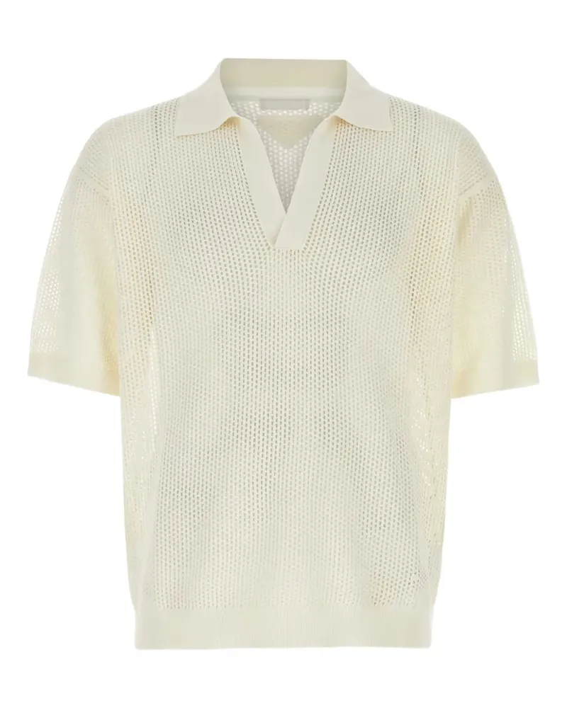 Prada Poloshirt mit Lochstrickmuster - Weiß Weiß