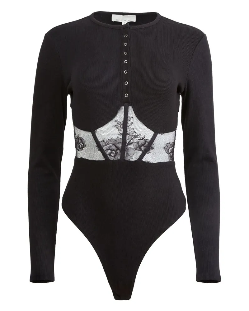 Fleur Du Mal Body mit Spitzeneinsätzen - Schwarz Schwarz