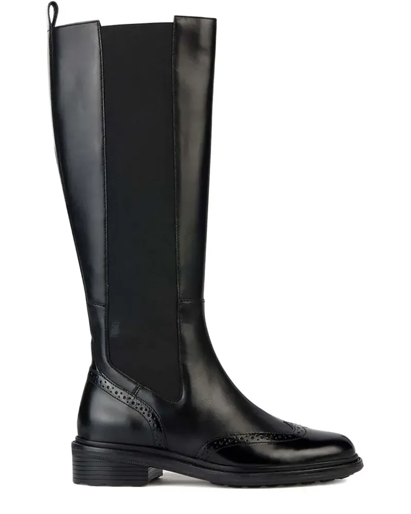 Geox Kniehohe Stiefel mit Budapestermuster - Schwarz Schwarz