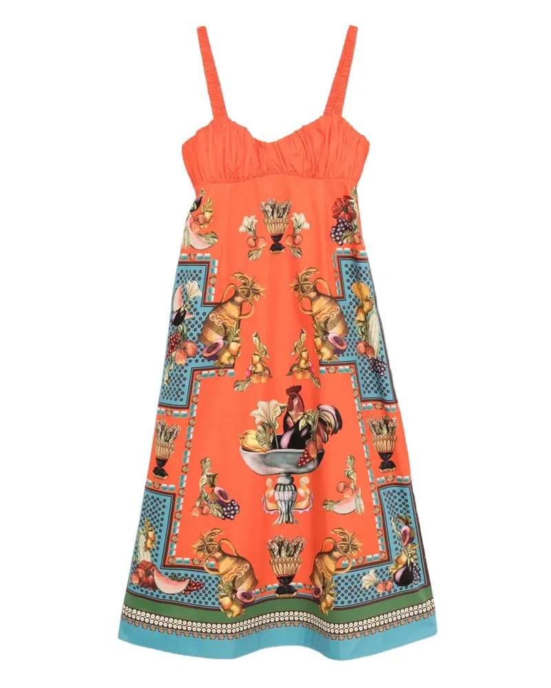 ALEMAIS Gesmoktes Kleid mit Früchte-Print - Orange Orange