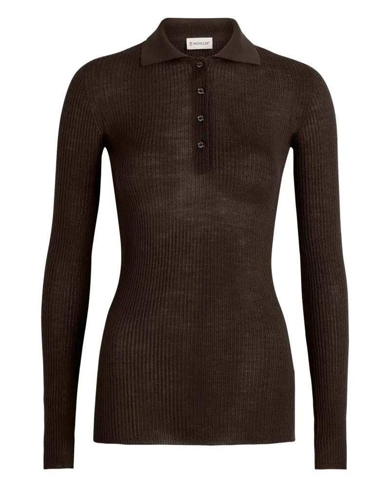 Moncler Langärmeliges Poloshirt - Braun Braun