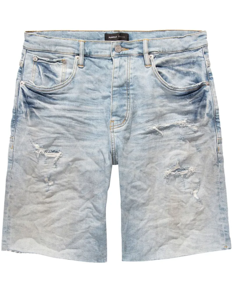 PURPLE BRAND Jeans-Shorts mit Logo-Patch Blau