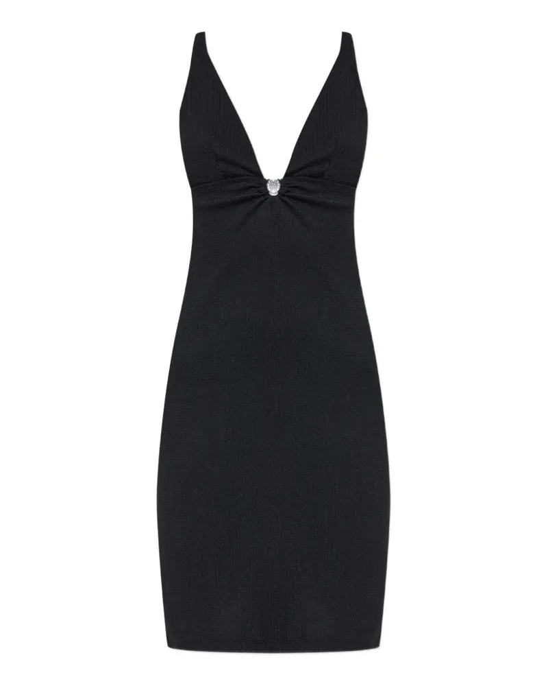 Emporio Armani logo-plaque gathered dress - Schwarz Schwarz
