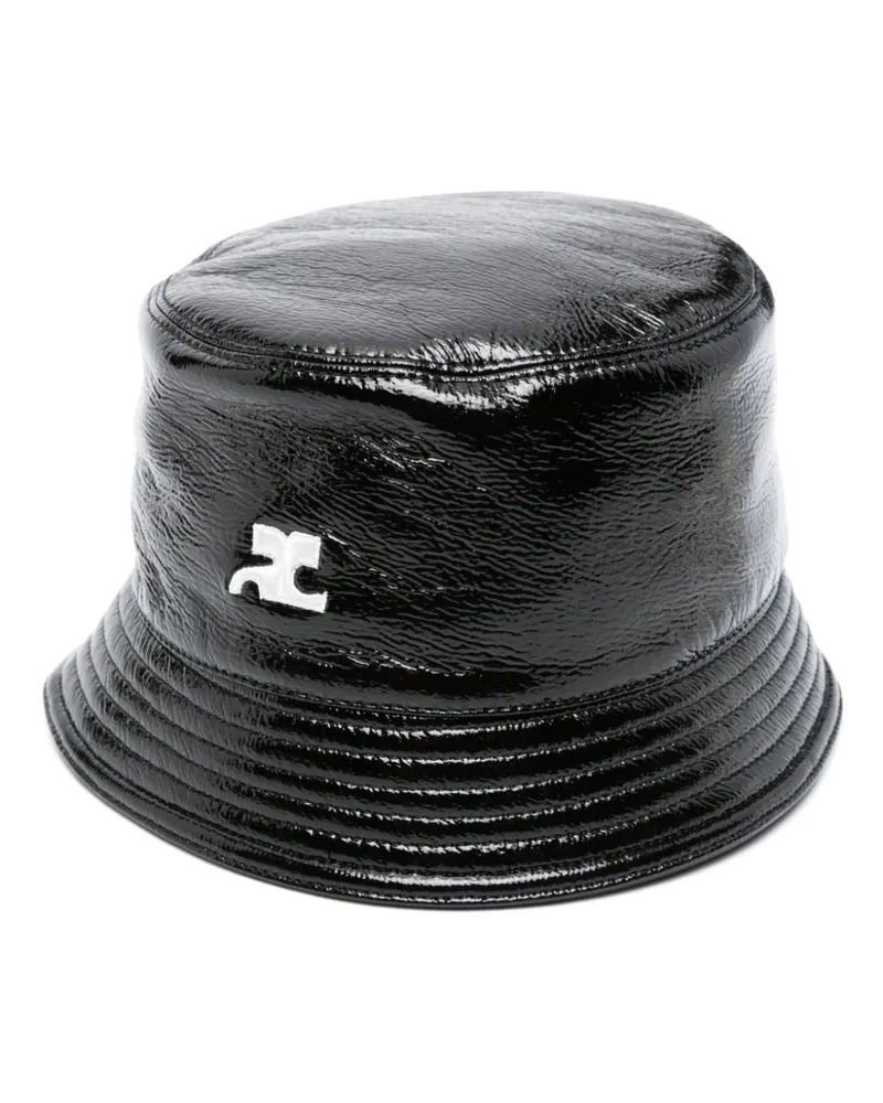 Courrèges Lack-Fischerhut mit Logo-Stickerei - Schwarz Schwarz