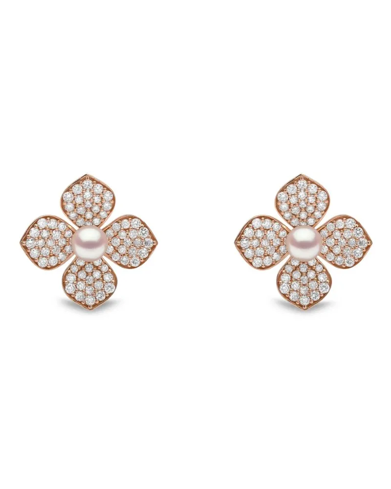 YOKO London 18kt Petal Rotgoldohrringe mit Akoya-Perle und Diamanten - Rosa Rosa