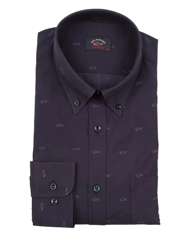 Paul & Shark Hemd mit Haimuster - Blau Blau