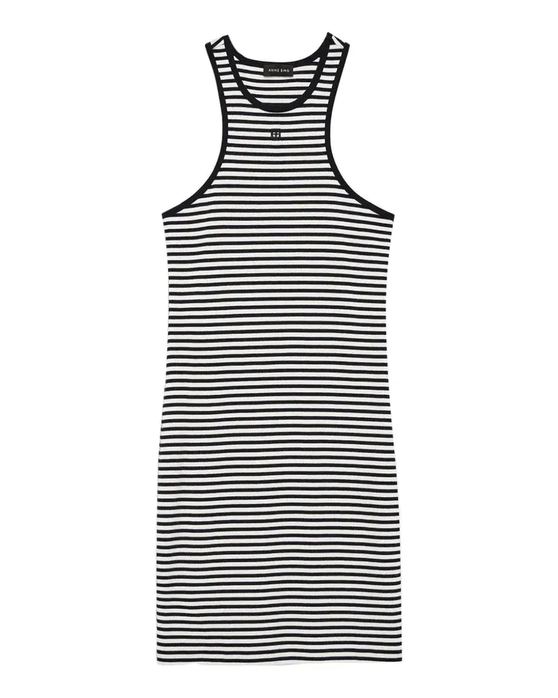 Anine Bing Cole Minikleid mit weißen und schwarzen Streifen Schwarz
