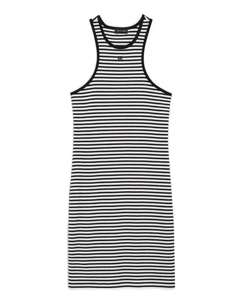 Anine Bing Cole Minikleid mit weißen und schwarzen Streifen Schwarz