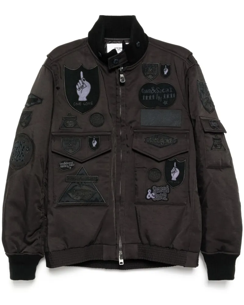 Sacai Bomberjacke mit Logo-Patch - Schwarz Schwarz