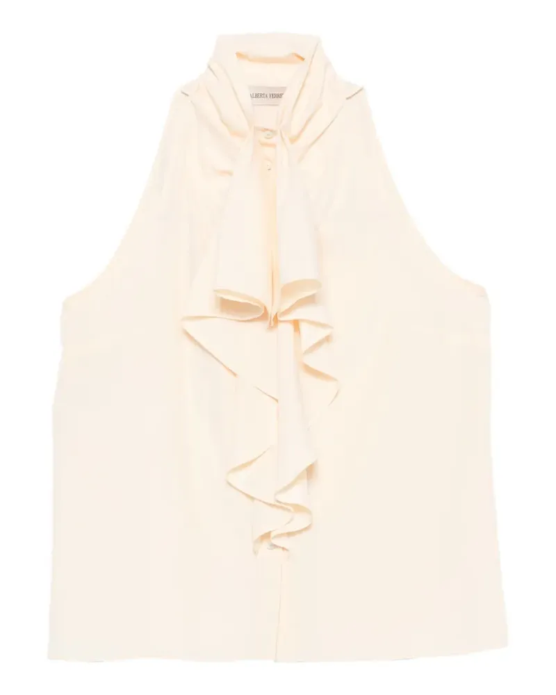 Alberta Ferretti Neckholder-Top mit Rüschen - Nude Nude