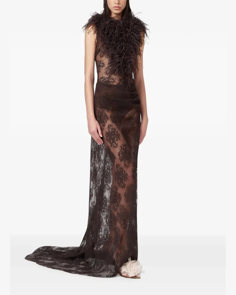 Giuseppe di Morabito Maxikleid mit Spitze-Overlay - Braun Braun
